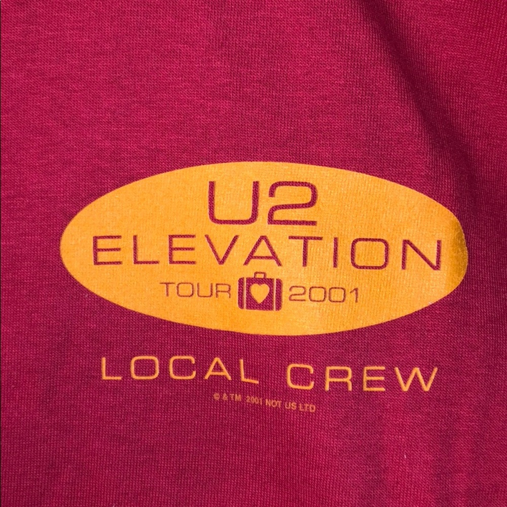 U2 Elevation Tour 2001 Local Crew T Shirt XL